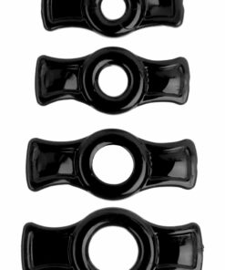 TitanMen Stretch-To-Fit Cock Rings (4 Piece Kit) - Black