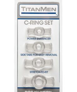 TitanMen Stretch-To-Fit Cock Rings (4 Piece Kit) - Clear