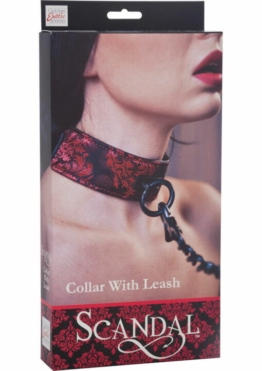 Scandal Collar with Leash - Red/Black
