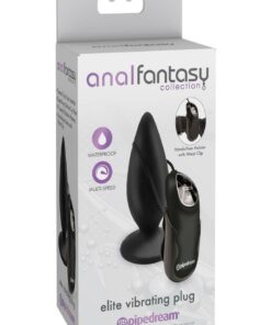 Anal Fantasy Collection Elite Vibrating Silicone Plug 3.5in - Black
