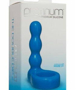 Platinum Premium Silicone The Double Dip 2 Cock Ring Dual Penetrating Beaded Prober - Blue