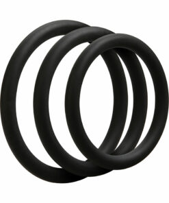 OptiMALE 3 C-Ring Set Silicone Cock Ring Thin (3 piece kit) - Black