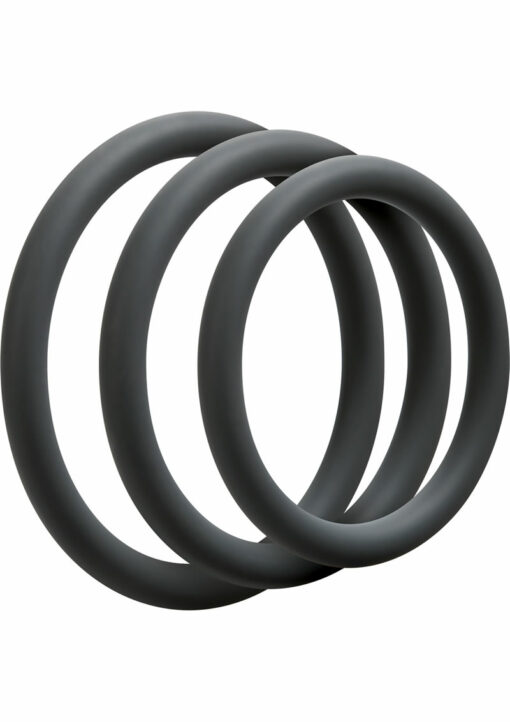 OptiMALE 3 C-Ring Set Silicone Cock Ring Thin (3 Piece Kit) - Slate