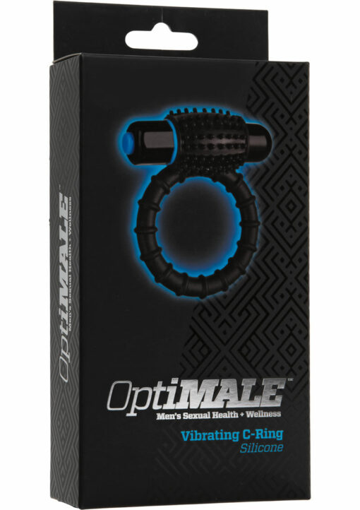 OptiMALE Silicone Vibrating Cock Ring with Bullet - Black