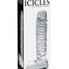 Icicles No. 63 Textured Glass Dildo with Balls 8.5in - Clear