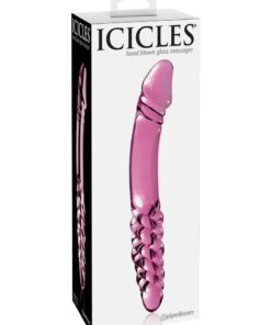 Icicles No. 57 Double-Sided Textured Glass Dildo 9in - Pink