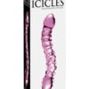 Icicles No. 55 Double-Sided Textured Glass Dildo 9in - Pink
