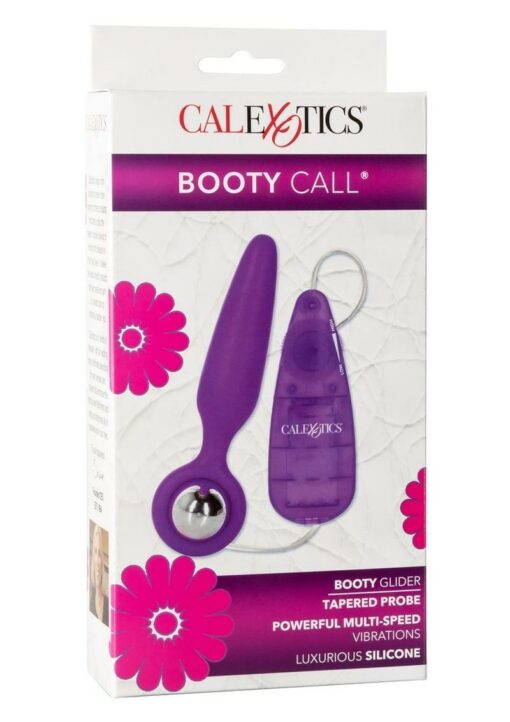 Booty Call Booty Glider Silicone Vibrating Butt Plug with Remote Control - Purple