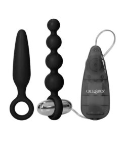 Booty Call Booty Vibro Kit Silicone Vibrating Butt Plug and Anal Beads - Black