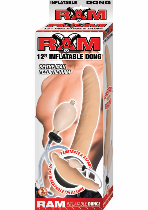 Ram Inflatable Latex Dildo 12in - Vanilla