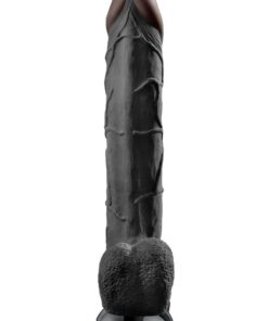 Real Feel Deluxe No. 12 Wallbanger Vibrating Dildo with Balls Waterproof 12in - Black