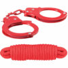 Sinful Metal Cuffs with Keys and Love Rope - Red