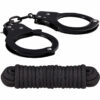 Sinful Metal Cuffs with Keys and Love Rope - Black
