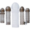 Adam and Eve Vibrating Textured Penis Sleeve and Bullet (6 piece kit) - Smoke