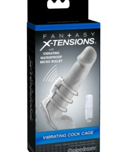 Fantasy X-Tensions Vibrating Cock Cage Waterproof 3in - Clear