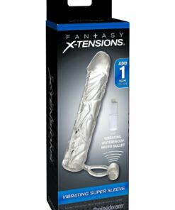 Fantasy X-Tensions Vibrating Super Sleeve Extension Waterproof 6.1in - Clear