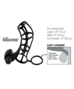 Fantasy X-Tensions Silicone Deluxe Power Vibrating Cock Cage - Black