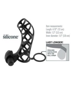 Fantasy X-Tensions Silicone Extreme Power Vibrating Cock Cage - Black