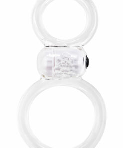 Ofinity Plus Super Stretchy Vibrating Double Silicone Cock Ring Waterproof - Clear