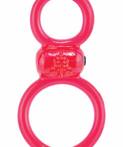 Ofinity Plus Super Stretchy Vibrating Double Silicone Cock Ring Waterproof - Red