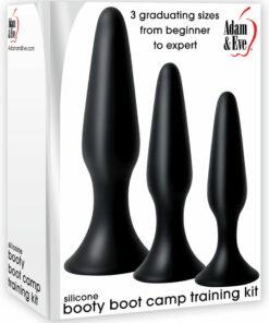 Adam and Eve Silicone Booty Boot Camp Training Kit with 3 Butt Plugs - Black