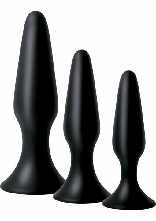 Adam and Eve Silicone Booty Boot Camp Training Kit with 3 Butt Plugs - Black