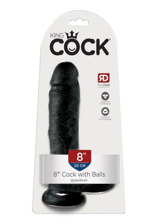 King Cock Dildo with Balls 8in - Black