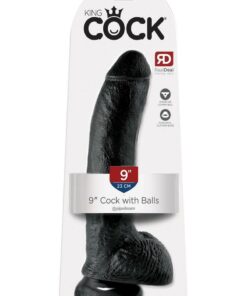 King Cock Dildo with Balls 9in - Black