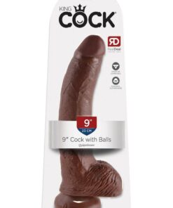 King Cock Dildo with Balls 9in - Chocolate