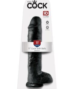 King Cock Dildo with Balls 11in - Black