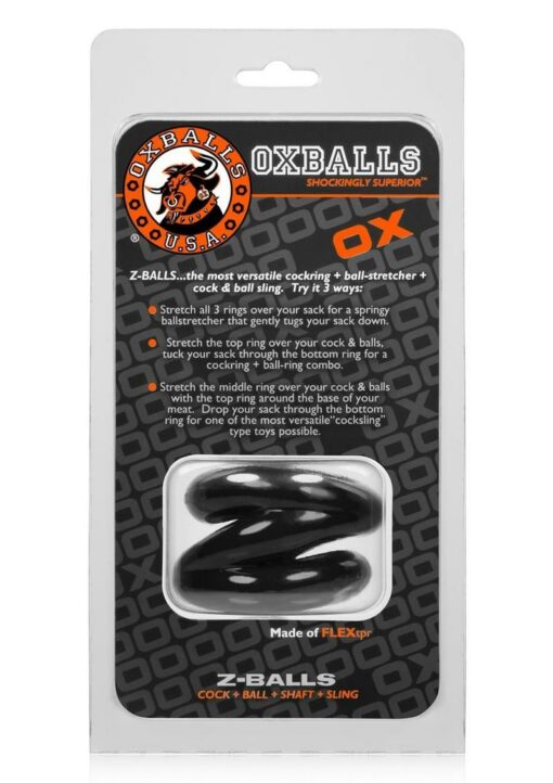 Oxballs Atomic Jock Z-Balls Cock Ring and Ball Stretcher - Black