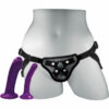 Sportsheets Anal Explorer Strap-On Harness Kit with 2 Silicone Dildos - Black/Purple