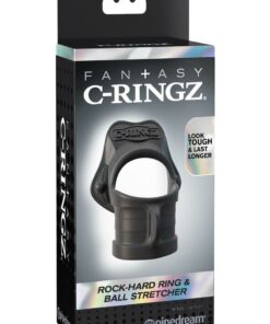 Fantasy C-Ringz Silicone Rock Hard Cock Ring and Ball-Stretcher - Black