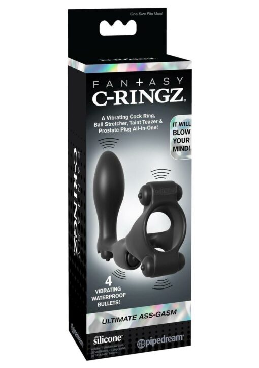 Fantasy C-Ringz Ultimate Silicone Ass-Gasm Cock Ring with Bullets - Black