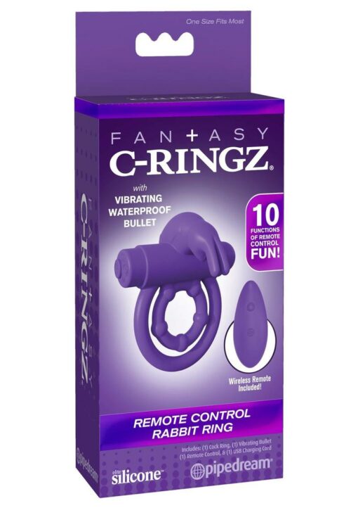 Fantasy C-Ringz Silicone Rabbit Ring Cock Ring with Remote Control - Purple