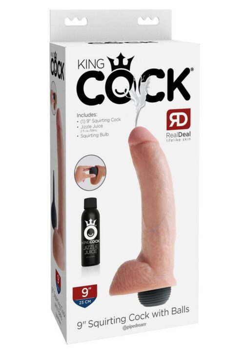 King Cock Squirting Dildo with Balls 9in - Vanilla