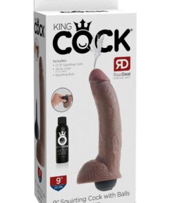 King Cock Squirting Dildo with Balls 9in - Chocolate