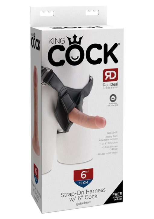 King Cock Strap on Harness with Dildo 6in - Vanilla