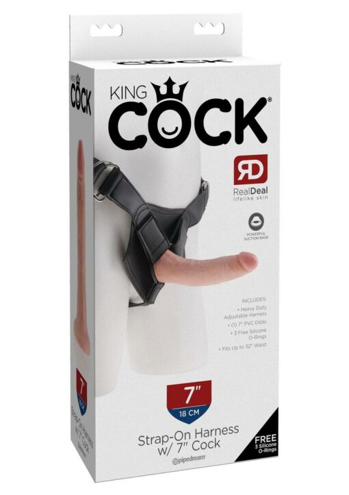 King Cock Strap on Harness with Dildo 7in - Vanilla
