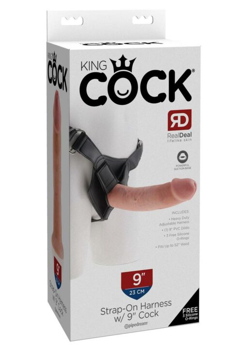 King Cock Strap on Harness with Dildo 9in - Vanilla