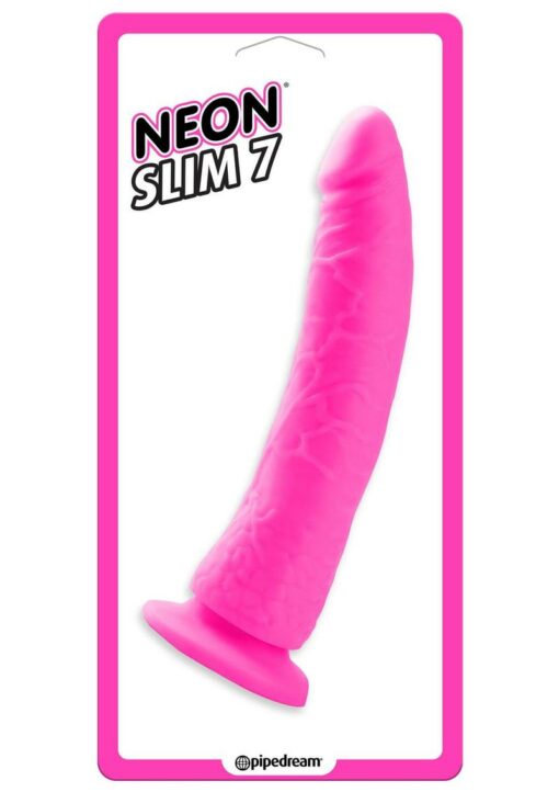 Neon Slim 7 Dildo 7in - Pink