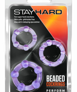Stay Hard Beaded Cock Rings (3 Sizes) - Purple