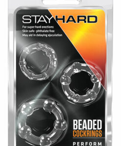 Stay Hard Beaded Cock Rings (3 Sizes) - Clear