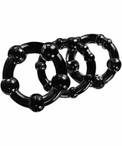 Stay Hard Beaded Cock Rings (3 Sizes) - Black