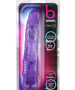 B Yours Vibe 2 Vibrating Dildo 9in - Purple