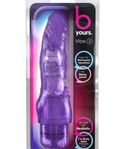 B Yours Vibe 4 Vibrating Dildo 8in - Purple