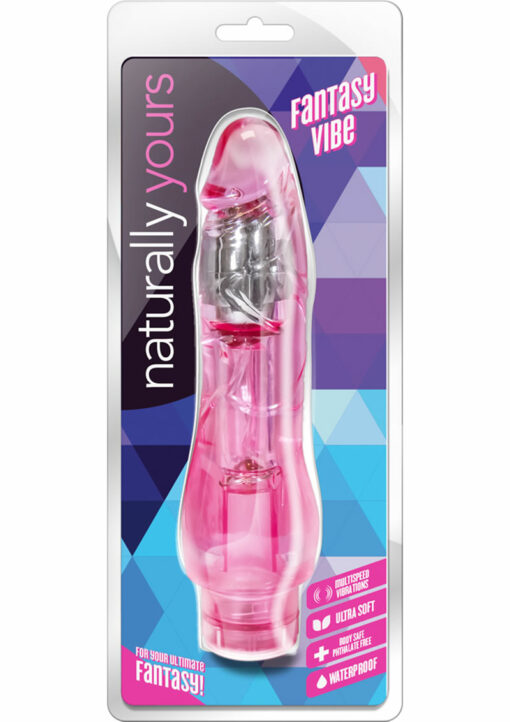 Naturally Yours Fantasy Vibrating Dildo 8.5in - Pink