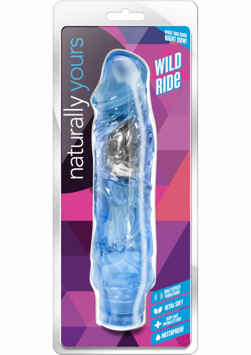 Naturally Yours Wild Ride Vibrating Dildo 9in - Blue