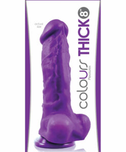 Colours Pleasures Silicone Thick Dildo 8in - Purple