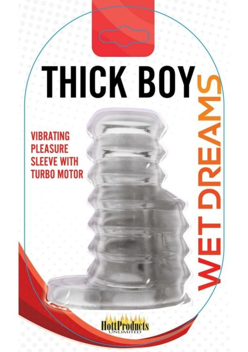 Thick Boy Vibrating Pleasure Sleeve with Turbo Motor Waterproof - Clear